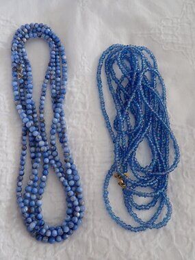 Two strands periwinkle blue flapper beads, craft beads, jewelry-making supplies